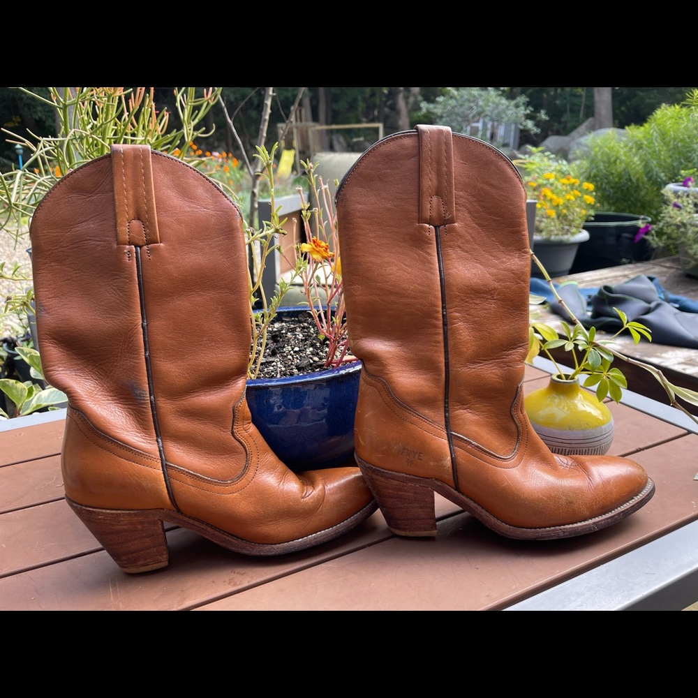 Vintage Frye Leather Boots 7.5 B Caramel Brown